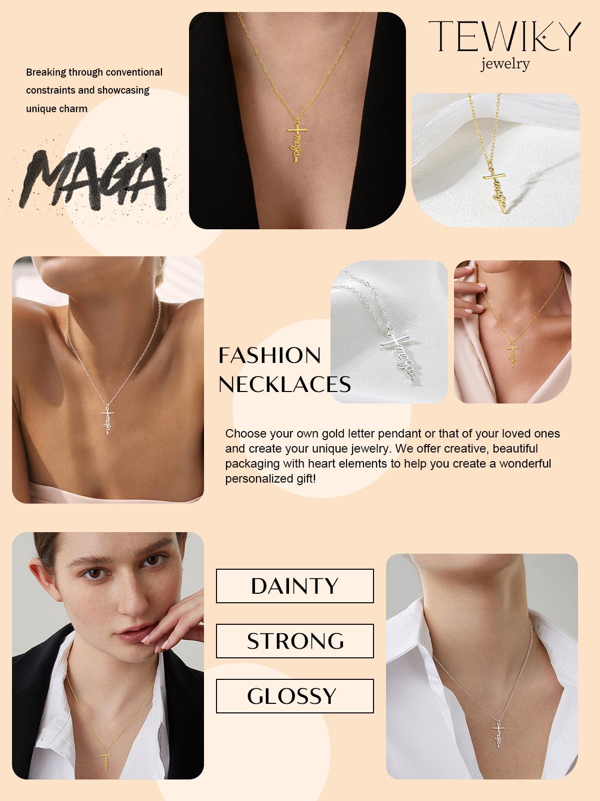 Tewiky Greenish Spring Jewelry MAGA Cross Easter Necklace for Women Trump Necklace Make America Great Again Necklaces Chain MAGA Necklace for President TrumpJewelry for Gift,Fashion Items Holiday gifts