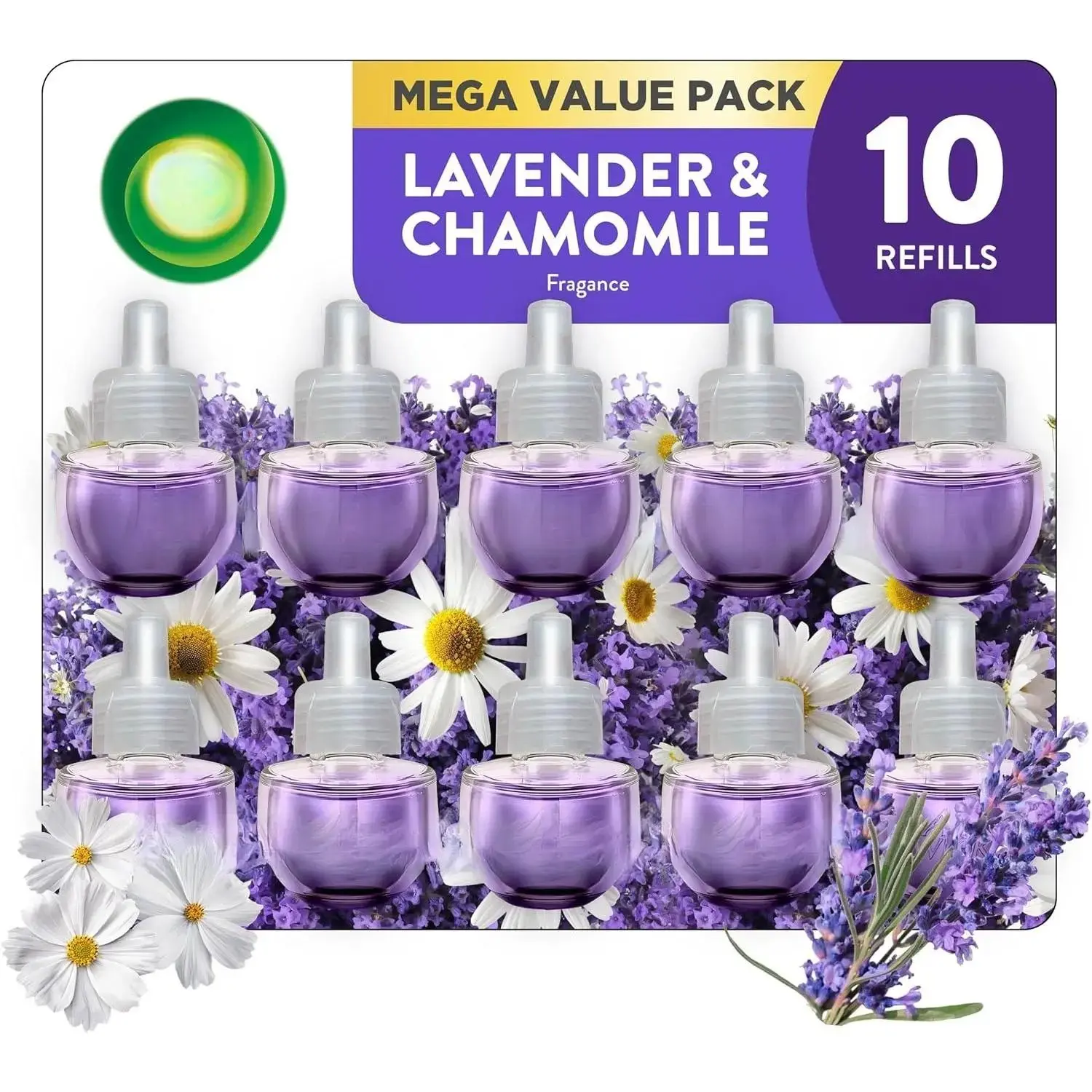 Scent Plug Ins Aroma Diffuser Oil Refills, 10ct Lavender & Chamomile Calming Lavender Scented Oils Bundle Set, Eco-Friendly Home Supplies Home Fragrance Air Freshener