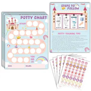 Potty  Chart, 10 Princess Potty   Chart for Toilet Success, 8"x10" Routine Calendar with Stickers for  Girls - B01