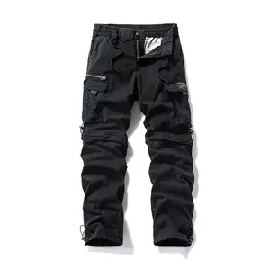 Men’s multi-pocket casual cargo pants – stretchy, breathable fabric | machine washable regular fit softshell pants | outdoor casual long pants | durable no-belt work pants