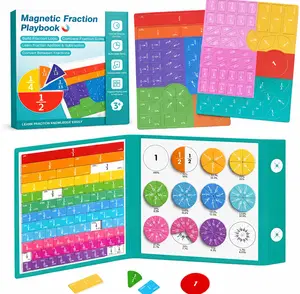 2026 Magnetic Math Fraction Set with 102 Pieces, Magnetic Fraction Book, Tiles & Fraction Circles for Hands-On Skills and Core Math Foundations, Compact Book-Style Design (1)