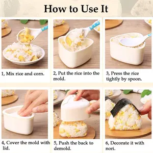 Onigiri 2 Pieces Rice Ball Mold Makers, Triangle Sushi Mold for Japanese Boxed Meal Children Bento (Beige)