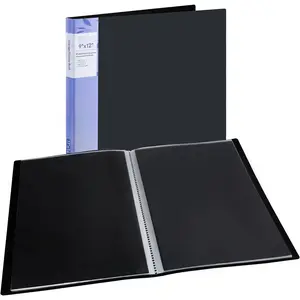 9x12 Art Portfolio Folder with 24-Pocket Plastic Sleeves, 48-Page Binder with Black Inner Paper & Transparent Pages for Artwork Storage, Scrapbooks, Contracts