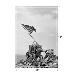 Iwo Jima Flag Raising Marines 1945 World War Photo Art Print Poster