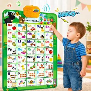 Talking Alphabet Poster for Toddlers, Interactive ABC & 123 Learning Chart with Music Songs, Letter Sounds, Word Spelling & Memory Game, Preschool Educational Wall Toy