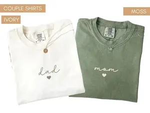 Comfort Colors Mom Dad Matching T-Shirt, Couple Pregnancy Reveal Tees, Baby Announcement Outfit, New Parent Gift, First Time Mom Dad Shirt, Baby Reveal Tee