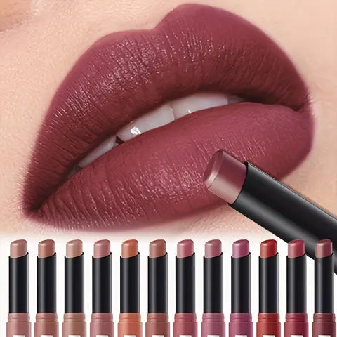 12 Color Swan Velvet Lipstick Pencil Matte Set Long Lasting Makeup Gentle Moisturizing Lip Glossy Easy To Apply Anti Smudging Non Stick Cup Cosmetic