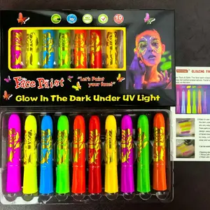 UV Glow Crayons, Glow-in-the-Dark Face Paint, Water-Soluble Halloween Face Paint
