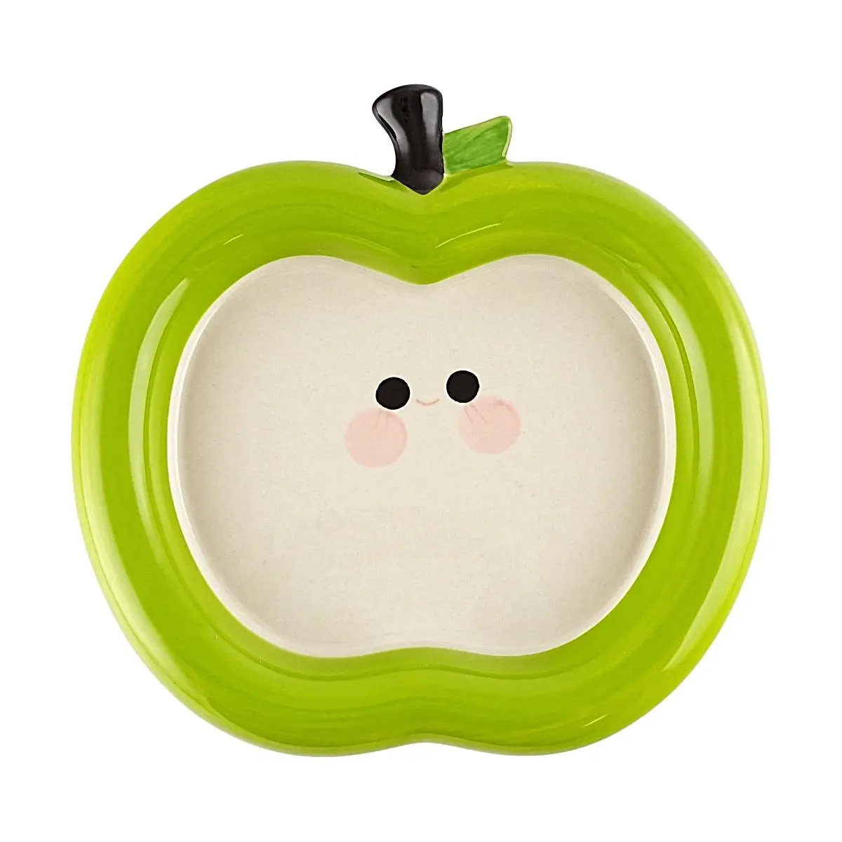 GLAZE STORY 9-inch Reverse Edge Apple Plate - Vibrant Green Ceramic Serving Dish for Appetizers, Desserts, Snacks - Unique Fruit Bowl Design