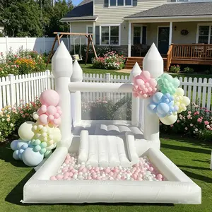 White Oxford Fabric Bounce Houses With  Blower For Children Kids Jumping Castles Wedding Birthday Party Games Bouncy House Room White Bounce House - 13x8x8ft Oxford White Bouncy House with Slide & Ball Pit, Perfect for Parties & Events
