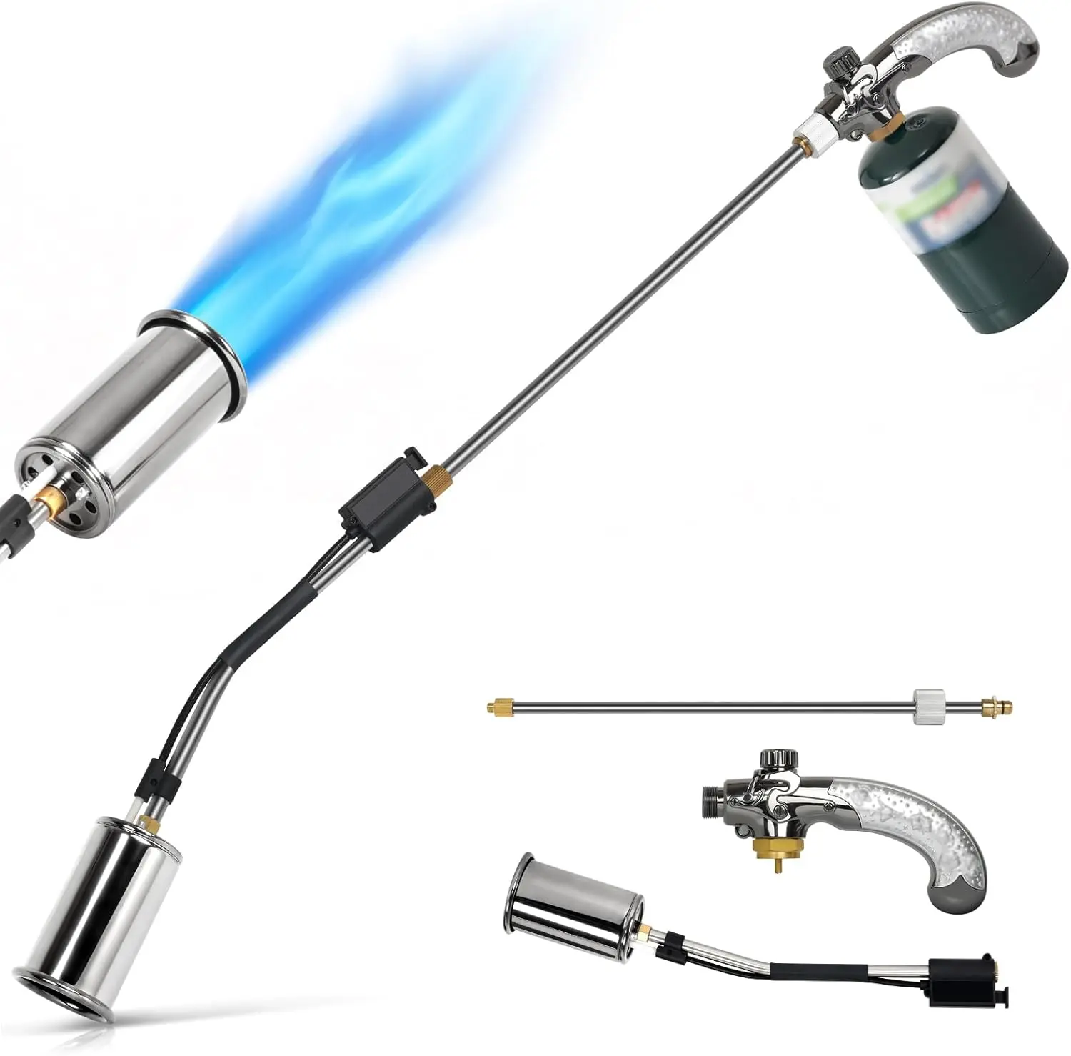 Propane Torch Weed Burner, 37-in Extended Blow Torch with Flame Control Valve, Detachable Long Arm for Outdoor Garden Weeding, BBQ Tasks