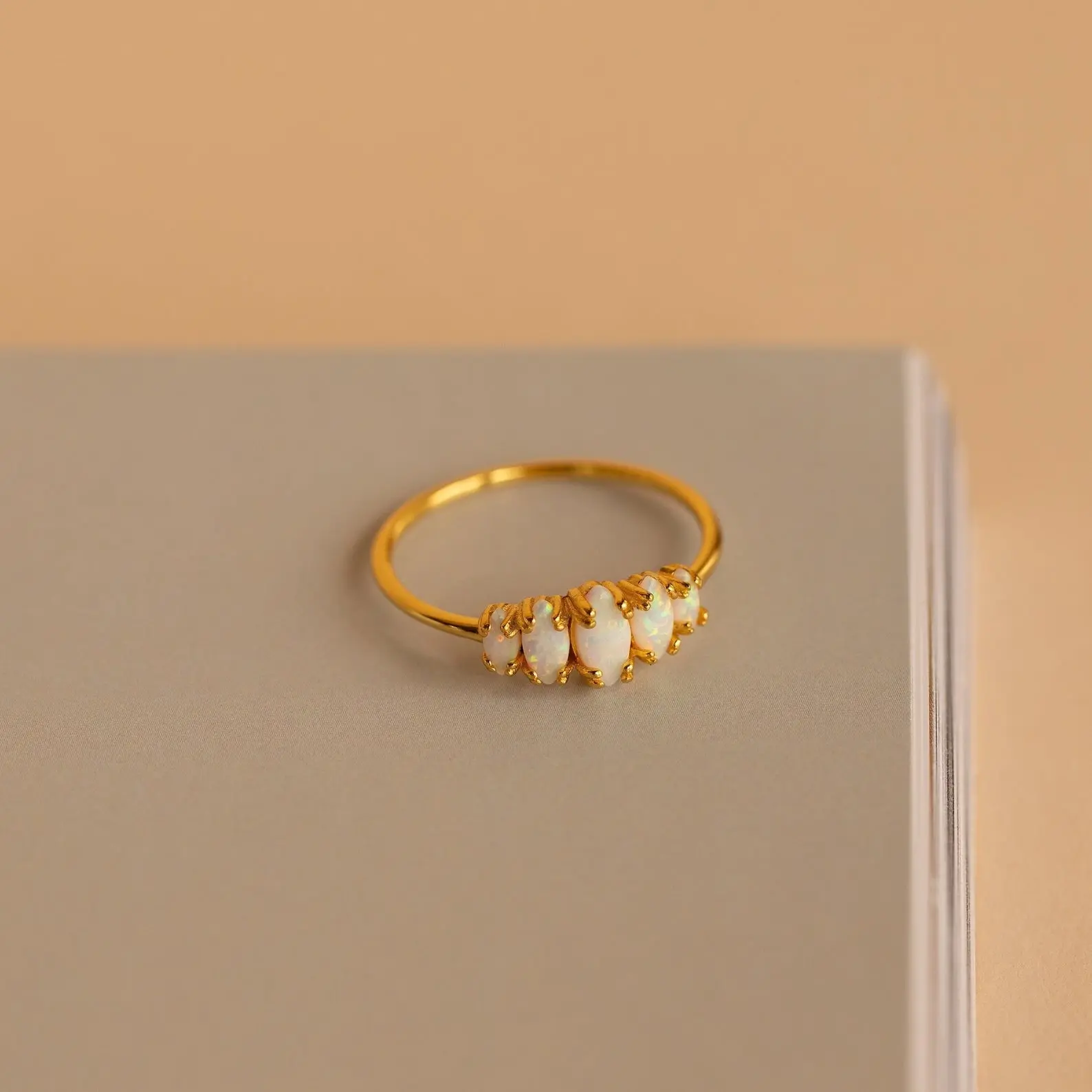Marquise Opal Statement Ring by Caitlyn Minimalist - Vintage Style Gemstone Ring - Promise Ring - Anniversary Gift for Her