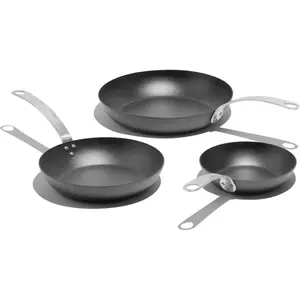 Made In Cookware - 3 Piece (Includes 8",10",12") Seasoned Blue Carbon Steel Frying Pan - (Like Cast Iron, but Better) - Professional Cookware - Crafted in Sweden - Induction Compatible