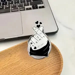 Cute Finger Heart Phone Grip Black White Aesthetic Love Hand Sign Phone Stand Holder Trendy Minimalist Phone Accessory Gift For Couples And Friends