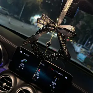 Rhinestone Decor Car Interior Hanging Ornament, Creative Luxury Design Car Rearview Mirror Hanging Chain, Car Interior Decoration Accessories, Car Interior Accessory, Car Decorations