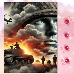 5D DIY Full Drill Round Diamond Painting - Diamond Art Kit Soldier Mosaic, Canvas - DIY Decoration, Home Wall Decor, Suitable for Halloween and Christmas, Birthday and Anniversary Gifts