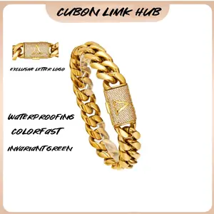 Hip-hop gold letter bracelet, punk-inspired Cuban design, a stylish gift perfect for parties and Halloween.