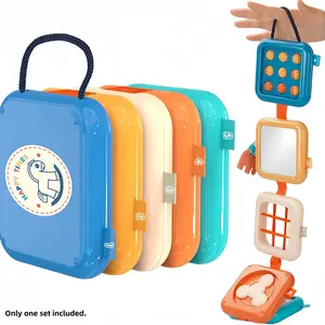 Montessori Sensory Activity Busy Board Toy, Sensory Play Set, Foldable Cube Travel Toy, Plane and Car Sensory Board, Gift for Babies 18+ Months
