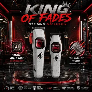 SUPRENT FANGS Assassin Edition Professional Hair Clipper & Trimmer Set, V10 Vector Motor with DLC Blades, Precision Fade Grooming Kit for Men summerwins