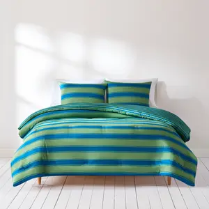 Lush Decor Gale Cabana Stripe Comforter Set - Coastal Cool Striped Microfiber OEKO-TEX Certified Twin/Twin-XL & Full/Queen Sizes Machine Washable 2 or 3-Pc Set