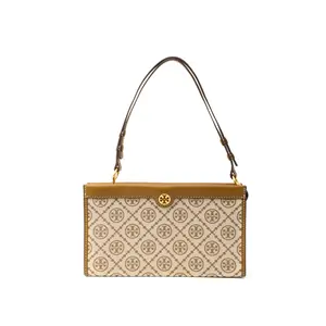 Tory Burch T Monogram Mini Crossbody Bag with Woven Leather and Logo Accent for Women in Brown