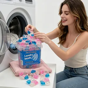 Pack of 20, 30,  60 five in one laundry beads, with deep cleaning and stain removal functions, long-lasting fresh aroma, concentrated active ingredients, low foam and easy to float, laundry beads are soft and anti-static, soft and anti-static.