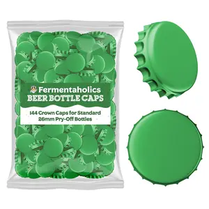 Fermentaholics Green Beer Bottle Caps - 144 Count Oxygen Absorbing Bottle Lids – 26mm