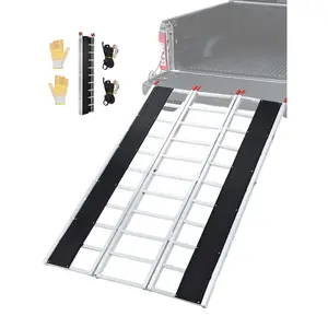 Garvee 85" L x 54" W Heavy-Duty Aluminum Folding Loading Ramp with 1500 Lbs Capacity, Tri-Fold Design, Load Straps Included, Ideal for Motorcycles, UTVs, ATVs, Trucks, Lawnmowers, Snow Blowers, and Snowmobiles