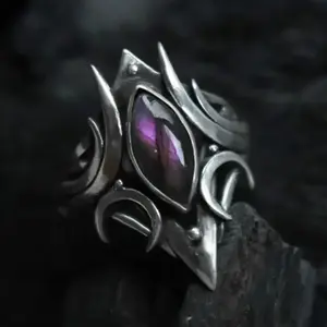 Vintage Amethyst Natural Oval Ring for Women Men Gift Vintage Large Ring Fine Jewelry