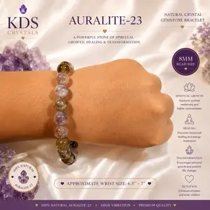 Auralite-23 Natural Crystal Gemstone Bracelet, 8mm, High Vibration Spiritual Growth Jewelry, Limited-Time Promotion