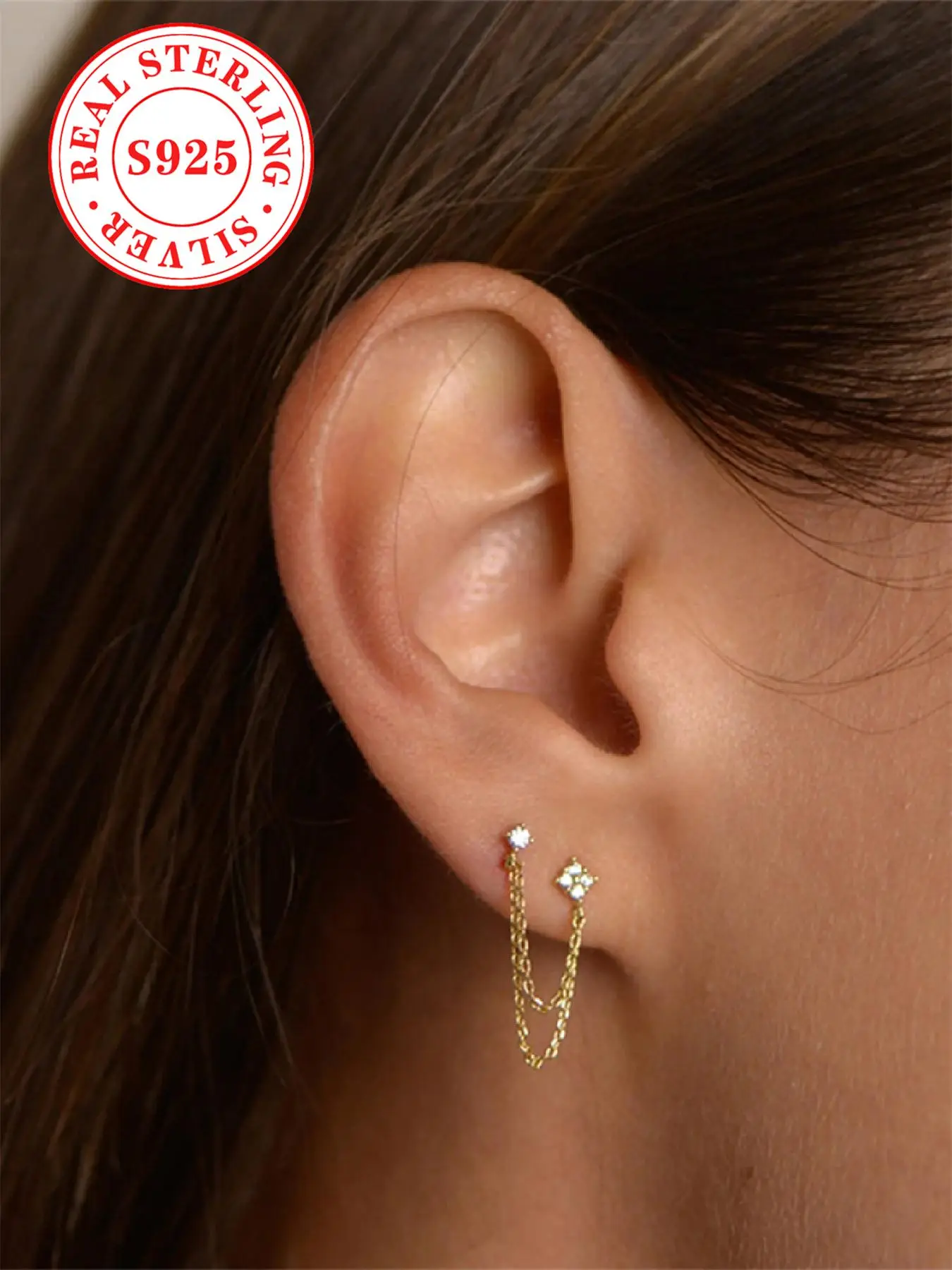 925 Sterling Silver Fashionable Chain Earrings, Elegant Jewelry for Party, Daily Clothing Decor, Trendy All-match & Exquisite Jewelry for Birthday Gif