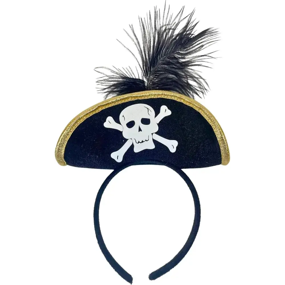 4E's Novelty Black Pirate Headband for Women & Girls - Pirate Headband with Skull & Feather Pirate Hat, Perfect Pirate Headpiece Women for Halloween