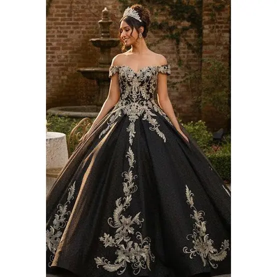 Black And Gold Quinceanera Dresses Off Shoulder Ball Gown - TikTok Shop Black And Gold Quinceanera Dresses Off Shoulder Ball Gown - TikTok Shop