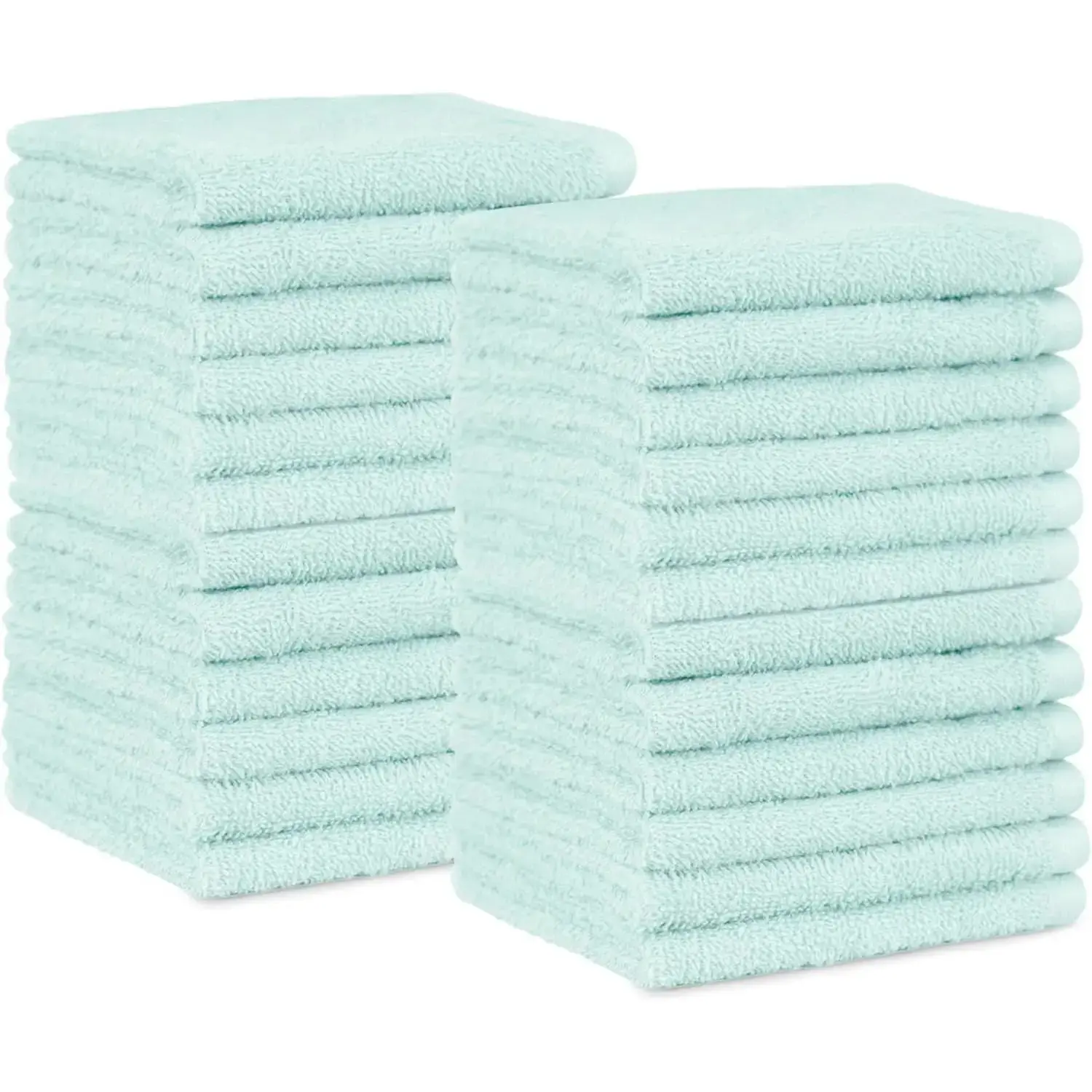 100% Cotton Quick Dry Water Absorbent Bathroom Face Towels, Extra Absorbent Washcloths - Salon Towels - 24-Pack Ice Blue (12x12 in), Quick Dry Towel