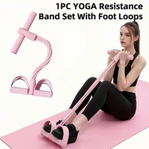 Single-leg pedal resistance band, six-tube yoga support rope, leg extension band for sit-up exercises; yoga pedal hand resistance band with elastic cord for abdominal and arm exercises.