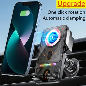 15W Fast Charging Wireless Car Charging Holder Car Navigation Mobile Phone Holder Intelligent Induction Opening and Closing Automatic Clamping Mobile Phone Holder Suitable for iPhone 17 16 15 14 13 12 11 Pro Max for Samsung Wireless Mobile Charger