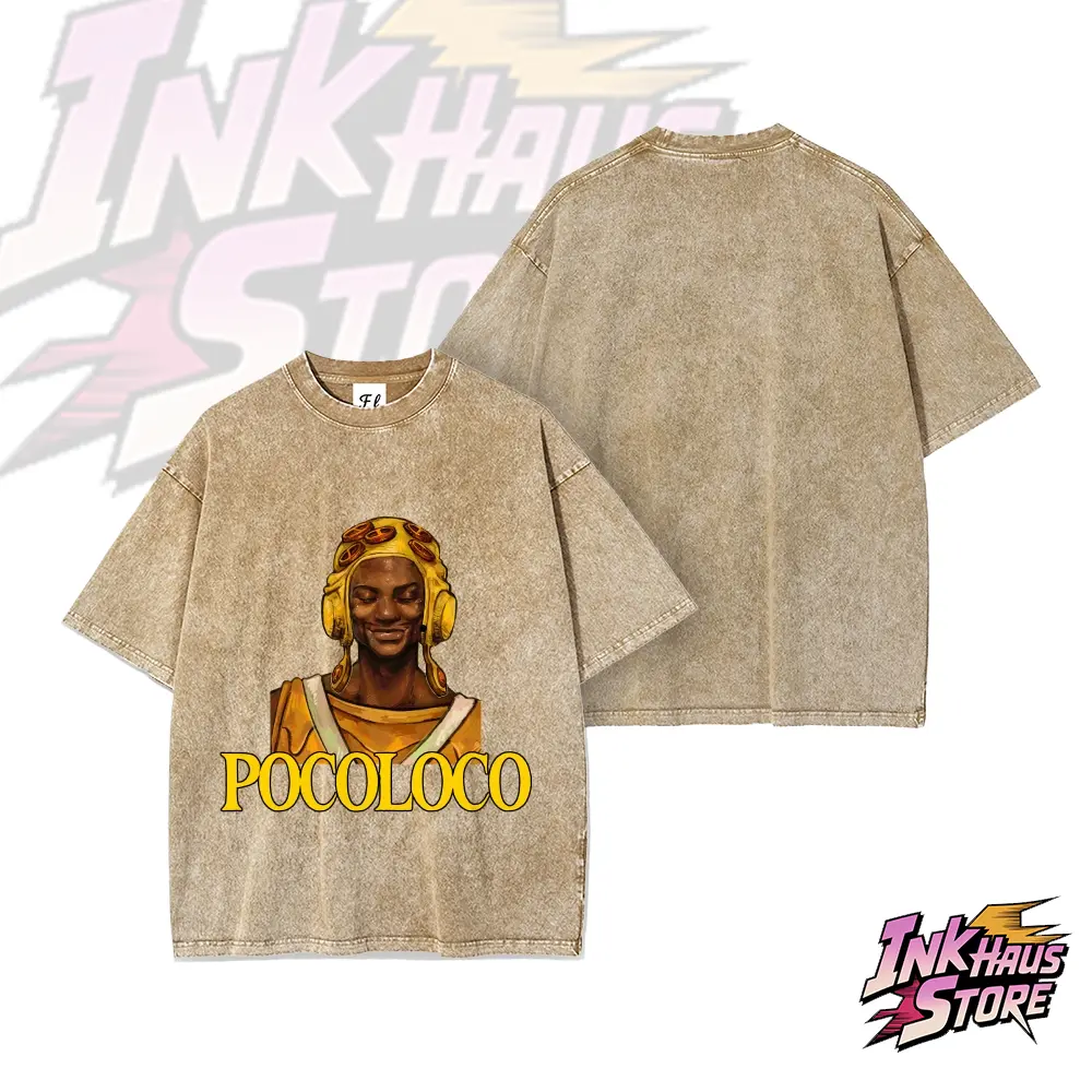 Pocoloco× speed, a character from JoJo's Bizarre Adventure: Wild Horseman--Short Sleeve Cotton Unisex Retro wash Tee