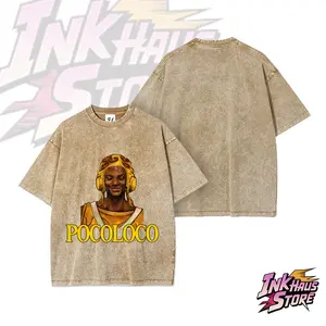 Pocoloco× speed, a character from JoJo's Bizarre Adventure: Wild Horseman--Short Sleeve Cotton Unisex Retro wash Tee