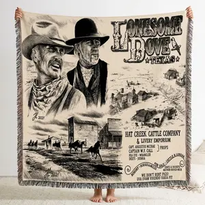 Vintage Lonesome Dove Gus And Woodrow Print Woven Blanket 3 Size, Gift For Father's Day, Mothers Day Gift Idea, Movie Merch, Gift For Fan.