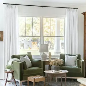 Twopages Liz Faux Linen Pinch Pleat Curtain Panel 52" Wide White Unlined Darkening Drapes for Bedroom & Living Room Privacy Protection Adjustable Hooks Included Festive New Year Curtains Gift for Home Decor Ideas 2026 Lunar New Year