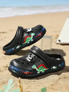 Dinosaur Pattern Hole Shoes, Unisex Anti-Slip Comfortable Footwear, Ideal for Kids Daily Wear, Stylish and Practical Design, Eva Slippers, Eva Beach Slippers