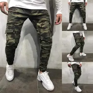 2026 Mens Work Jeans Stretch Flex Classic Camouflage Denim Jeans Flexible Pants Relaxed Wide Leg Denim Trousers Streetwear Fashion Menswear Athletic Baggy Bell Big Black Cargo Distressed Elastic Pocket High Waisted