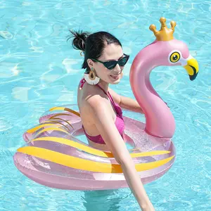 Flamingo Design Swimming Ring, Durable Inflatable Swimming Float, Outdoor Swimming Supplies for Pool Party & Summer Fun