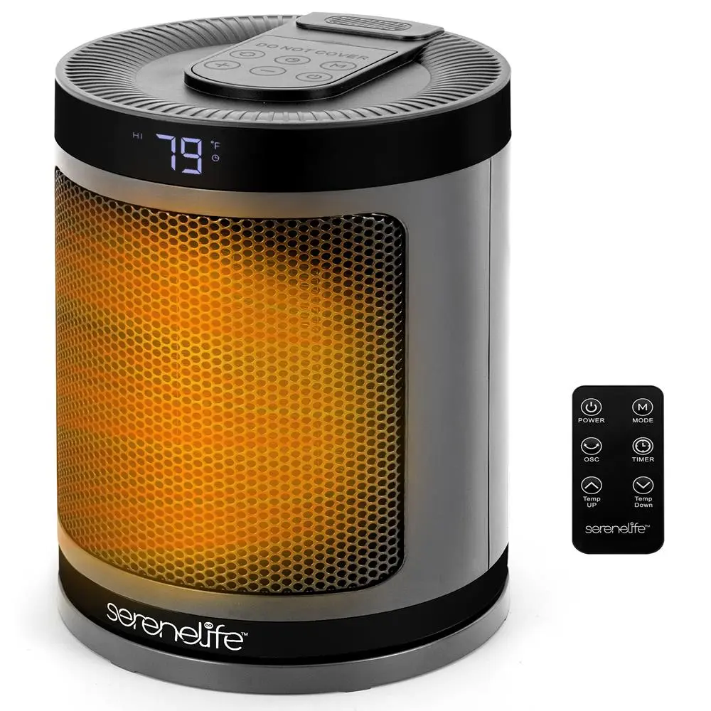 1500W Portable Space Heater - Indoor Electric Heater with Adjustable Heating Temperature, Thermostat, Remote, 3-Second Fast PTC Ceramic Heating, Child Lock, Tip-Over & Overheat Protection for Home, Office Use