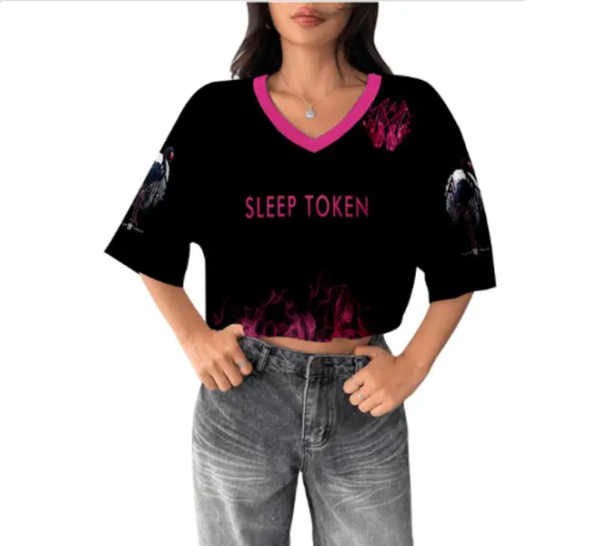 Sleep Token Merch, Sleep Token Croptop Football Shirt, Rock Band Merch