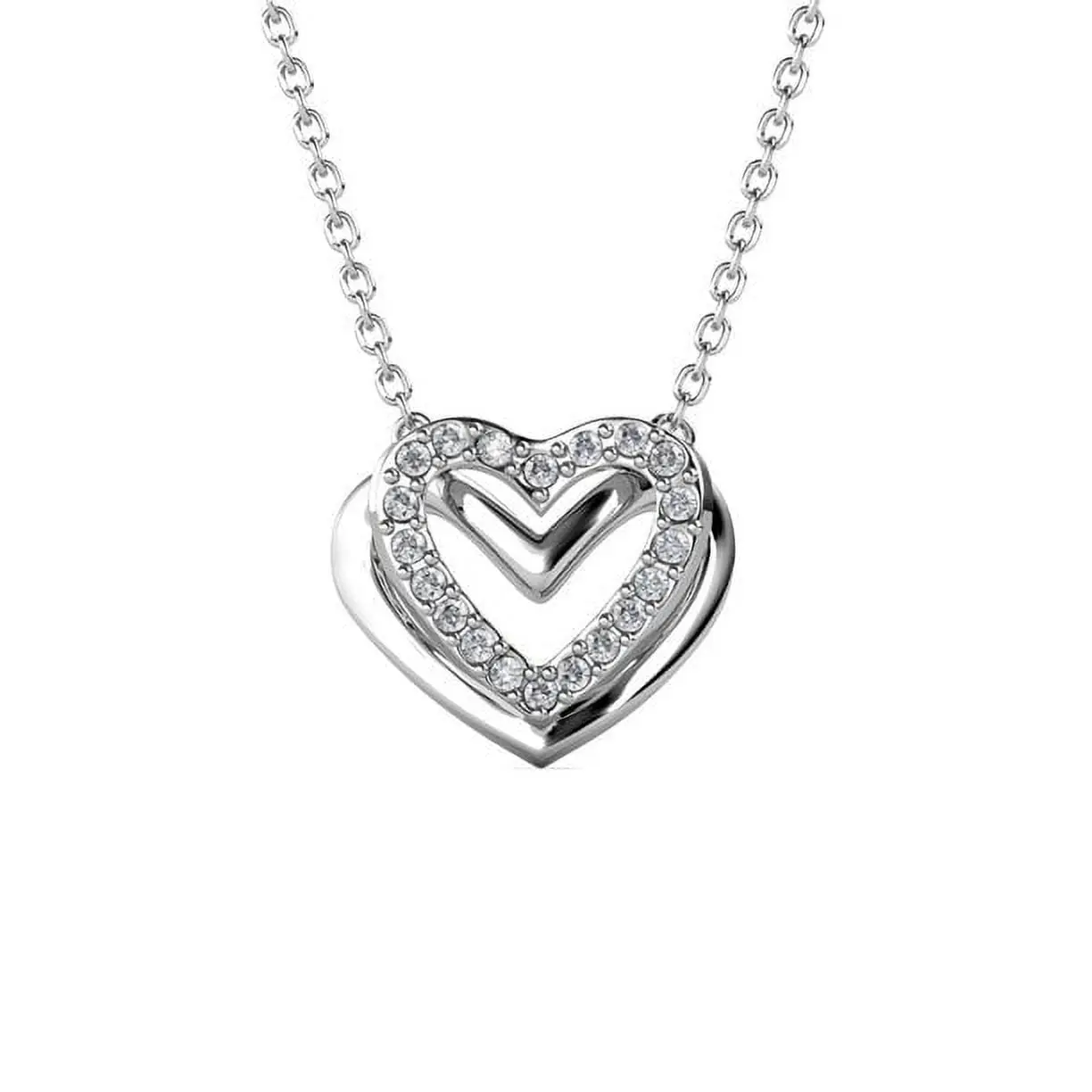 Cathy 18k White Gold Plated Necklace with Simulated Diamond Crystals
