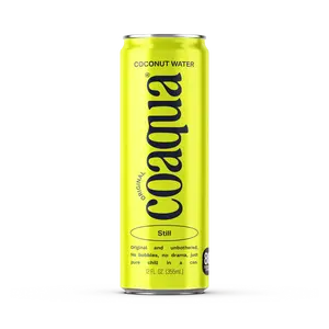 CoAqua Super Premium Natural Coconut Water - Low Sugar, Fresh Taste, Non-Concentrated in Eco-Friendly Aluminum Cans