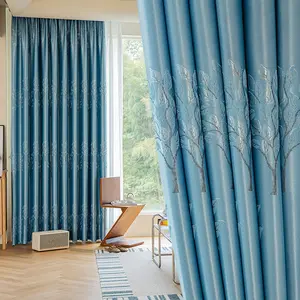 1pc available in multiple colors, with jacquard leaf texture, thick fabric that blocks sunlight and insulates heat, embroidery details are delicate, perfect for home, holiday decor, Home Decoration Curtain, Heavy Curtain