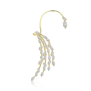 Aprilery Leaf CZ Ear Cuff Earrings for Women | Unique Wrap Design with Cubic Zirconia, Stylish Gift