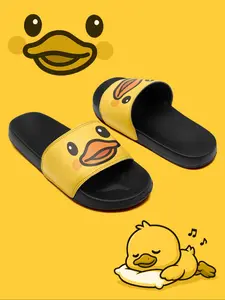 Men's Duck Slide Sandals, Cute Cartoon Duck Face Slippers, Casual Soft Slippers, Lightweight Eva Sole, Indoor Outdoor Beach Shoes